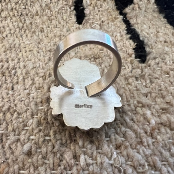 ❤️ White Water Turquoise Navajo Artisan Adjustable 1.39”L Ring 13.5G Brushed 925 - Picture 7 of 13